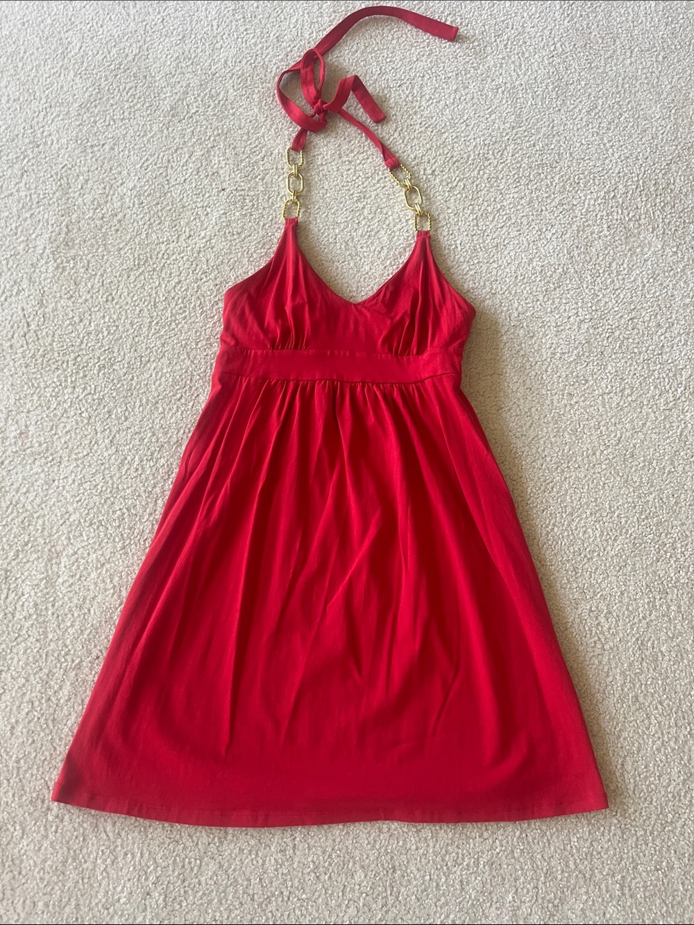 Victoria’s Secret Bra Top Red Halter Empire-Waist Dress